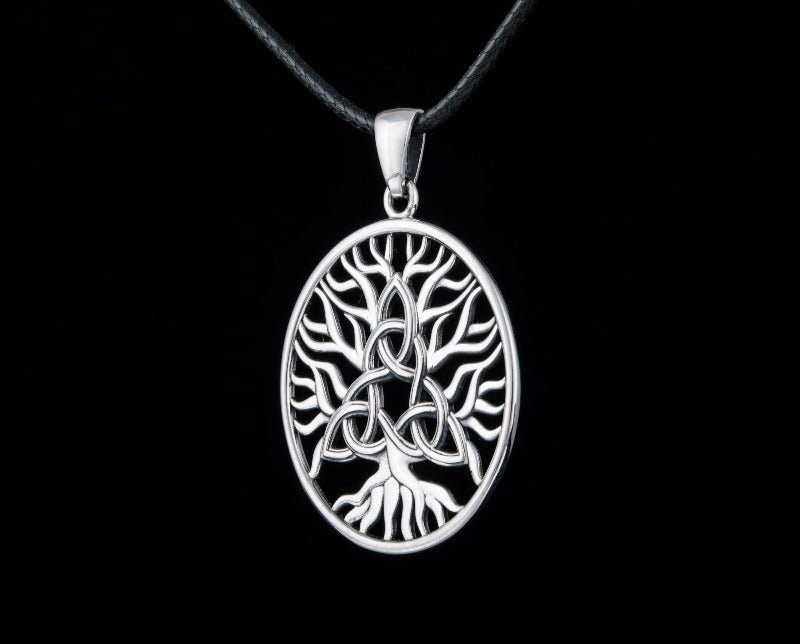 Yggdrasil with Triquetra Symbol Pendant Sterling Silver Viking Jewelry-2