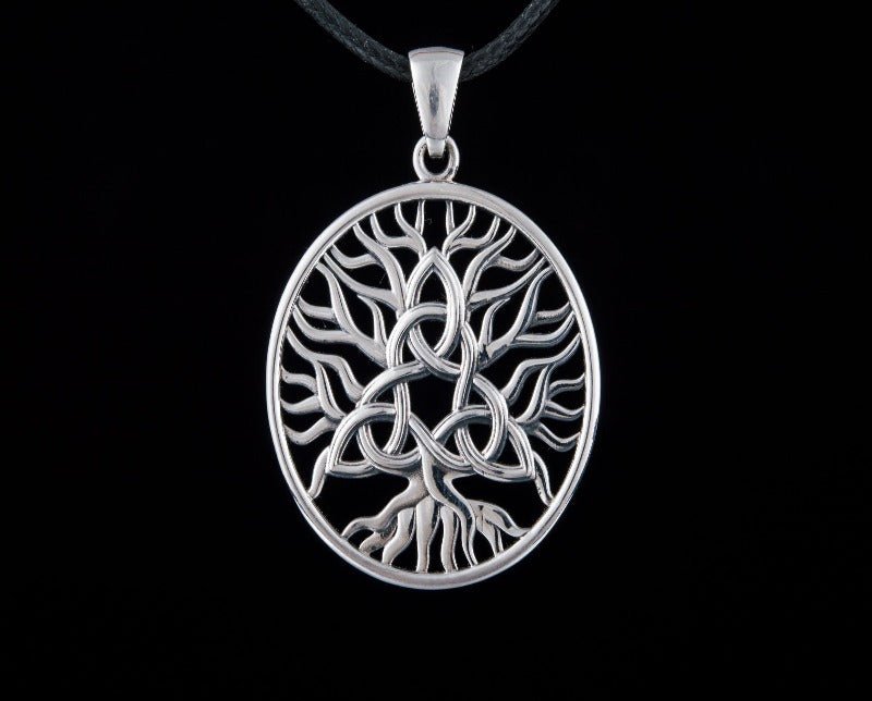 Yggdrasil with Triquetra Symbol Pendant Sterling Silver Viking Jewelry-3