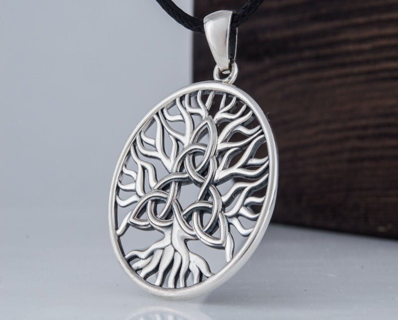Yggdrasil with Triquetra Symbol Pendant Sterling Silver Viking Jewelry-4