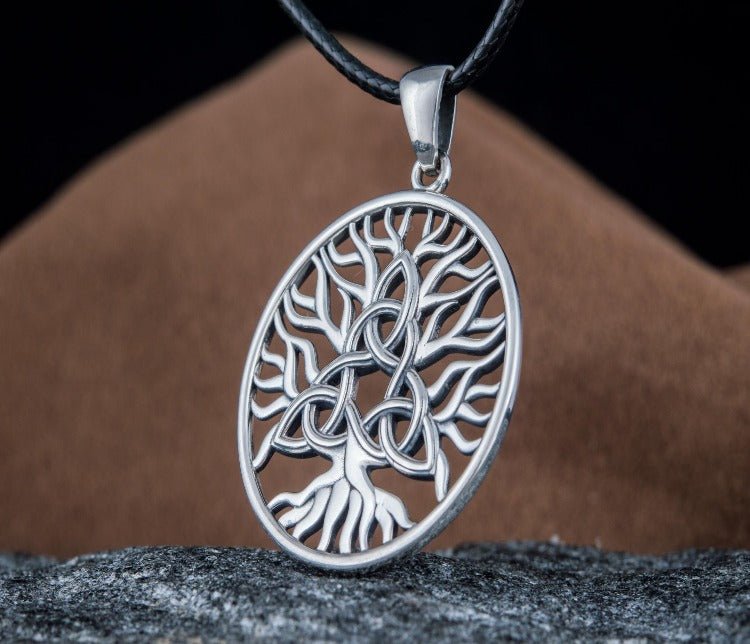 Yggdrasil with Triquetra Symbol Pendant Sterling Silver Viking Jewelry-5