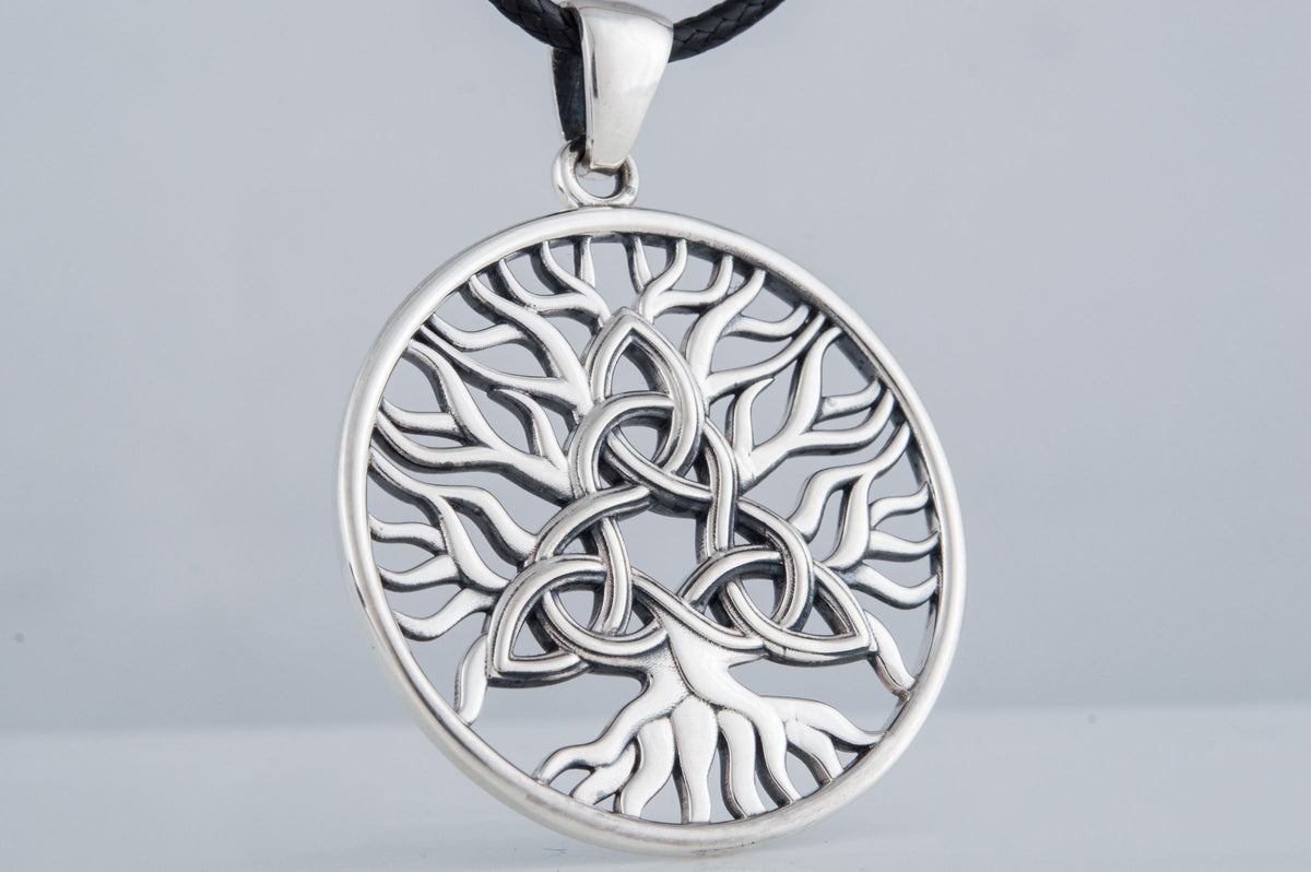 Yggdrasil with Triquetra Symbol Pendant Sterling Silver Viking Jewelry-6