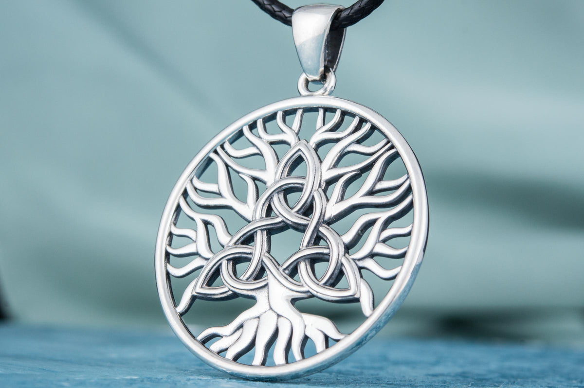Yggdrasil with Triquetra Symbol Pendant Sterling Silver Viking Jewelry-7