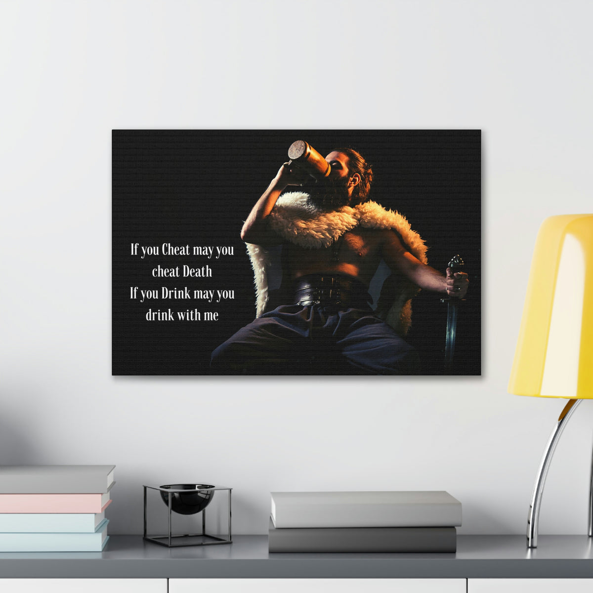 Viking Art on Canvas - &quot;You may drink with me&quot;