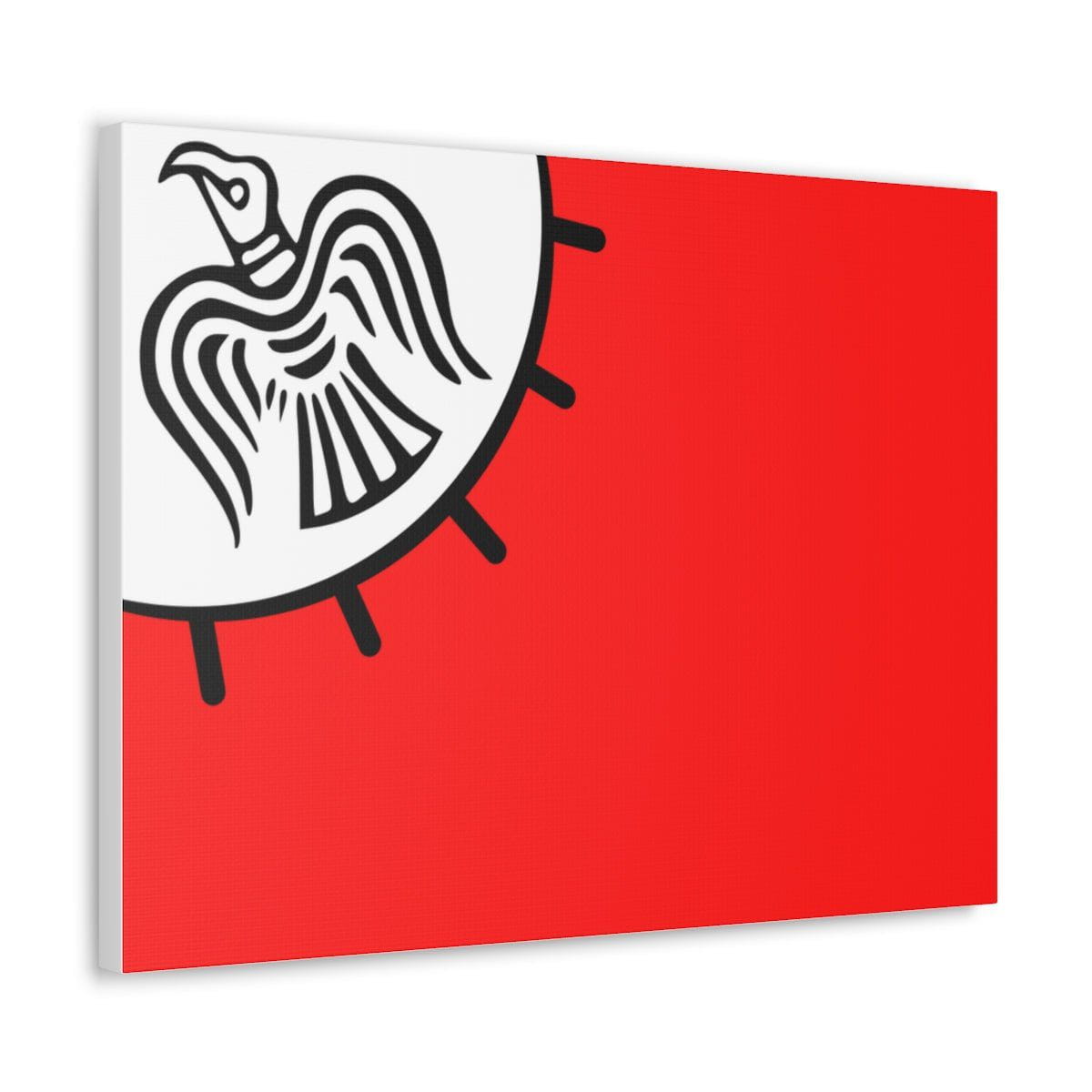 Viking Art on Canvas - Odin&#39;s Raven on White background on Red Banner
