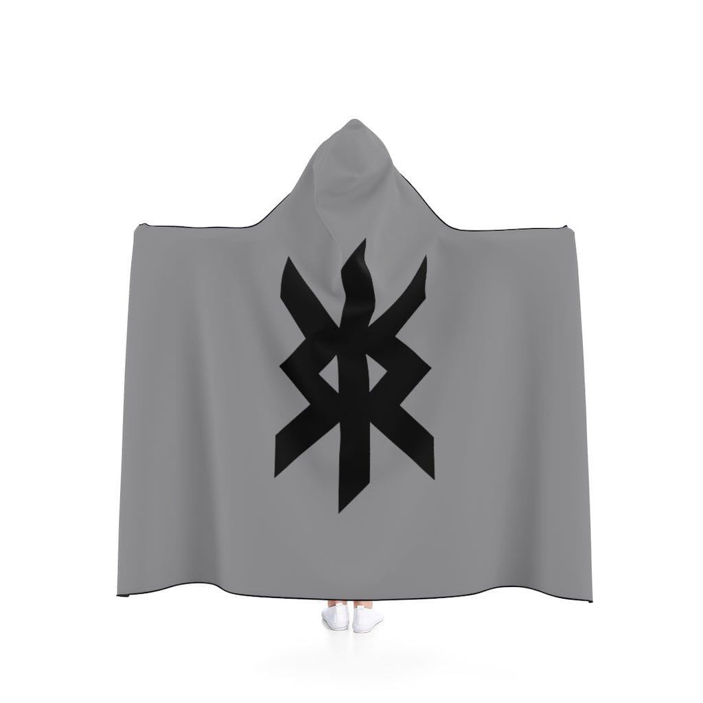 Gray Viking Protection Rune Symbol Hooded Blanket