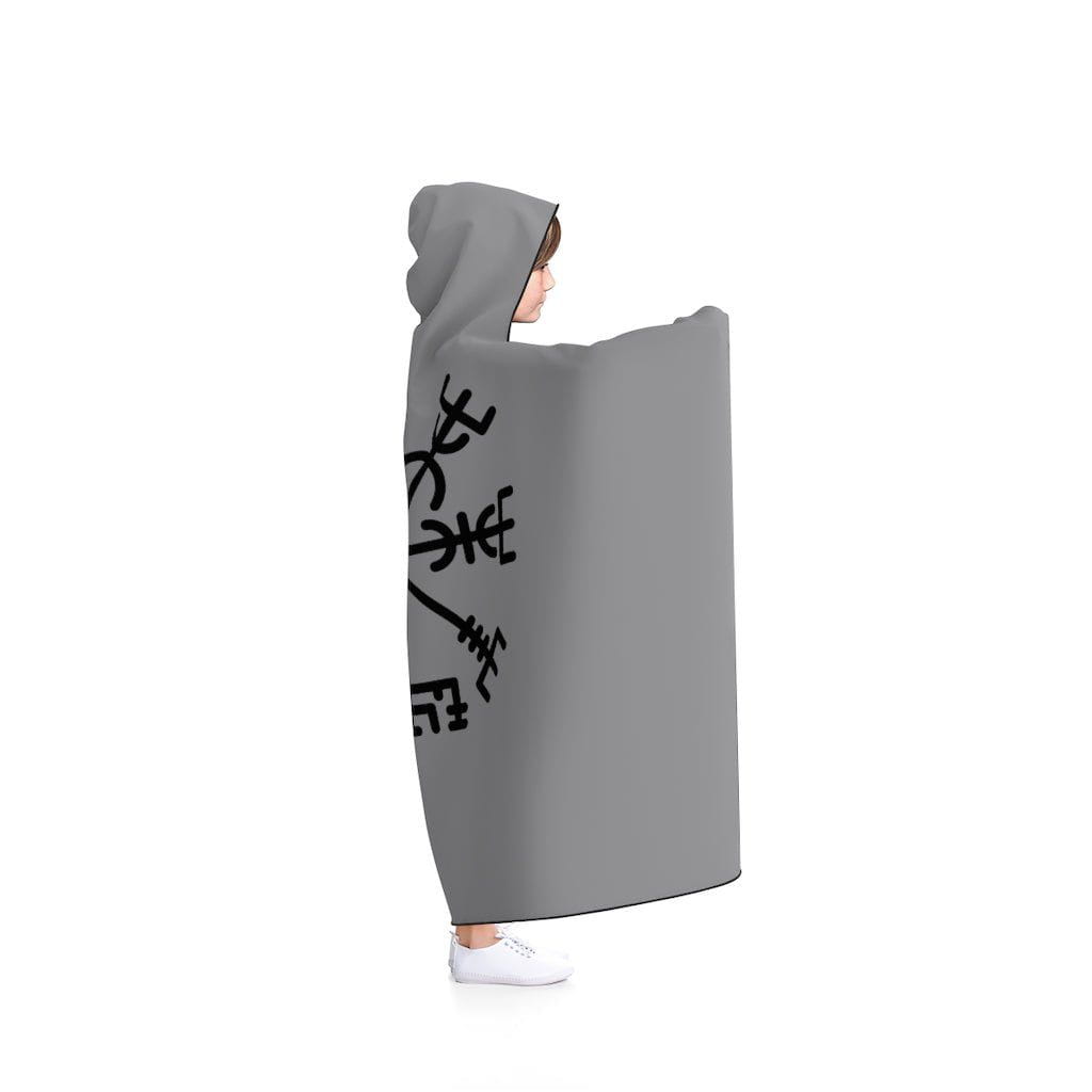 Gray Viking Vegvisir Rune Symbol Hooded Blanket