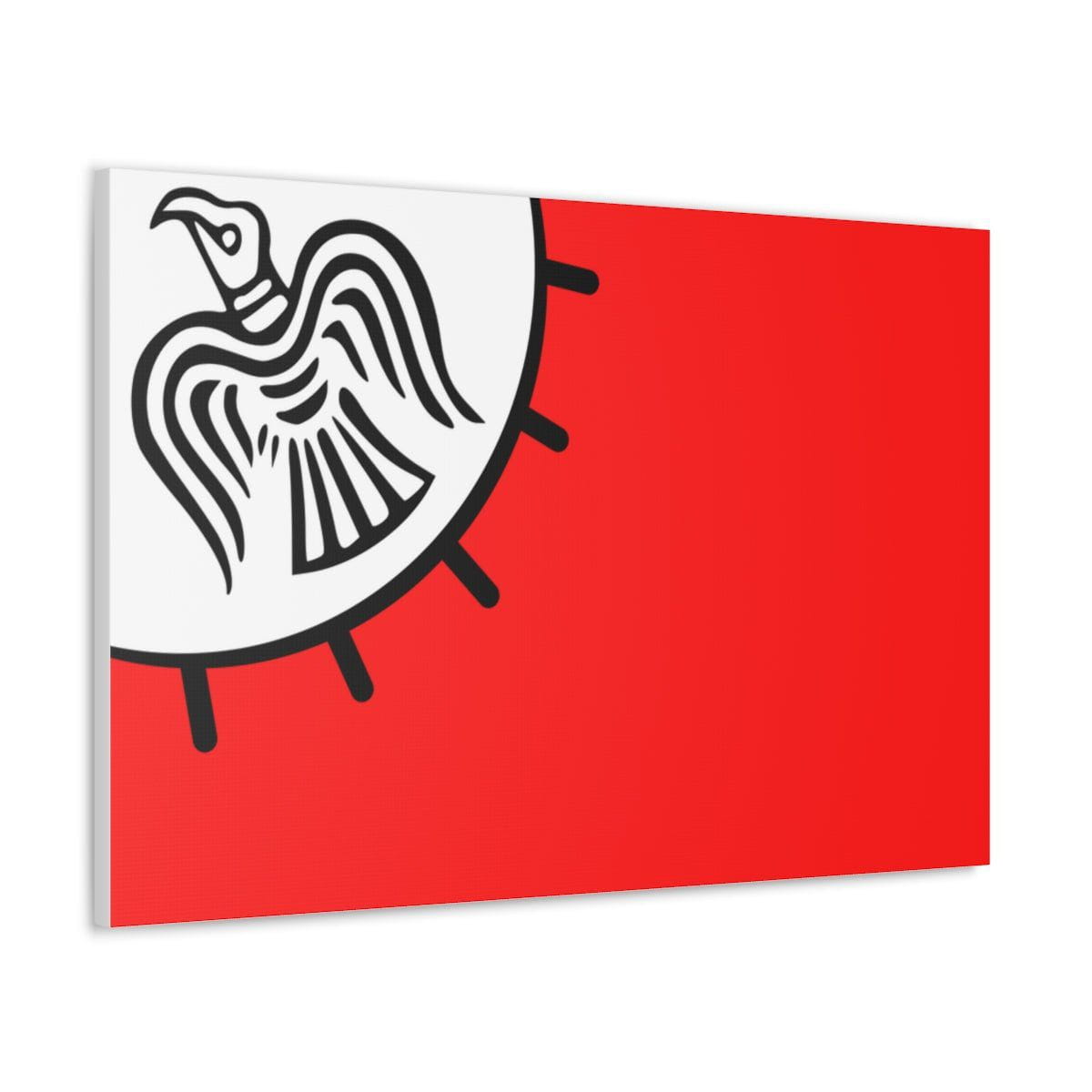 Viking Art on Canvas - Odin&#39;s Raven on White background on Red Banner
