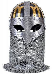 Viking Helmet - Full Face Steel Chainmail Helmet-2-Viking Warrior
