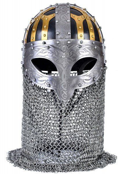 Viking Helmet - Full Face Steel Chainmail Helmet