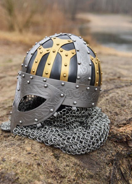 Viking Helmet - Full Face Steel Chainmail Helmet