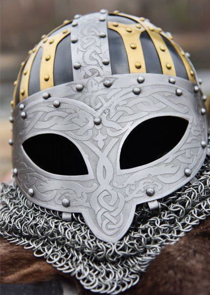 Viking Helmet - Full Face Steel Chainmail Helmet
