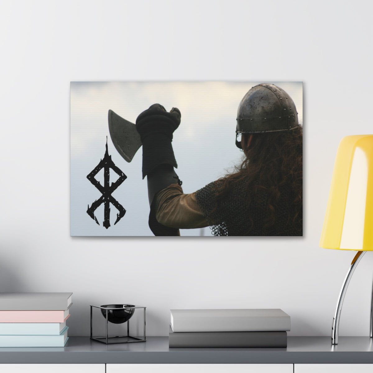 Viking Art on Canvas - Viking with &quot;Strength&quot; Rune