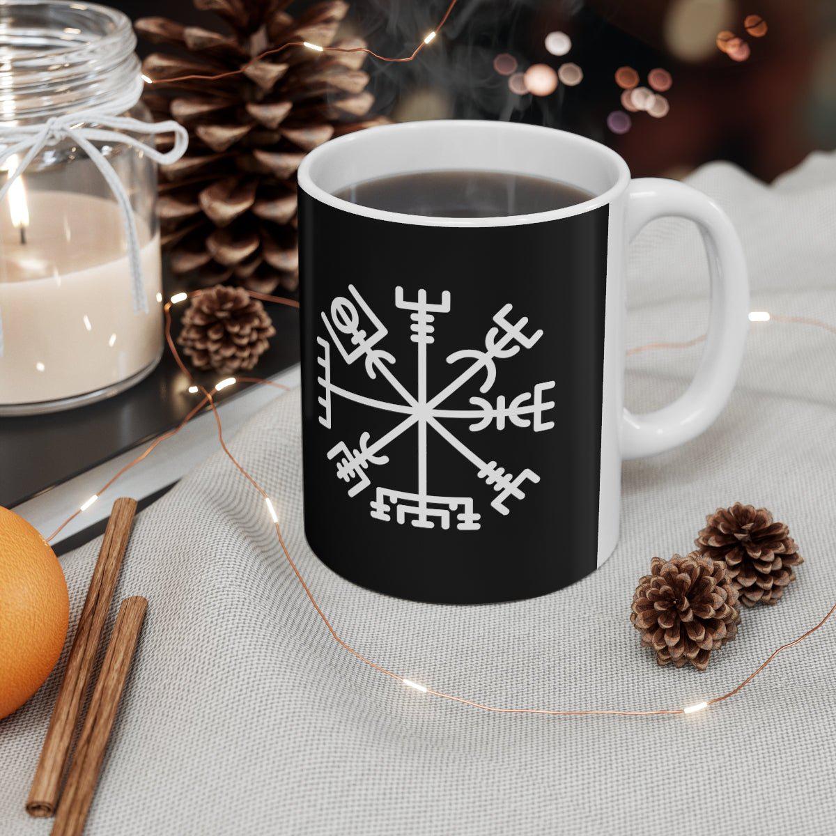 Black Viking Vegvisir Rune Coffee Mug