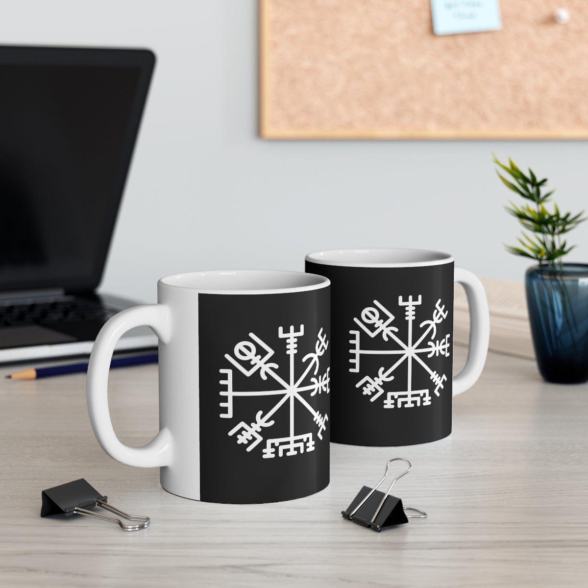 Black Viking Vegvisir Rune Coffee Mug