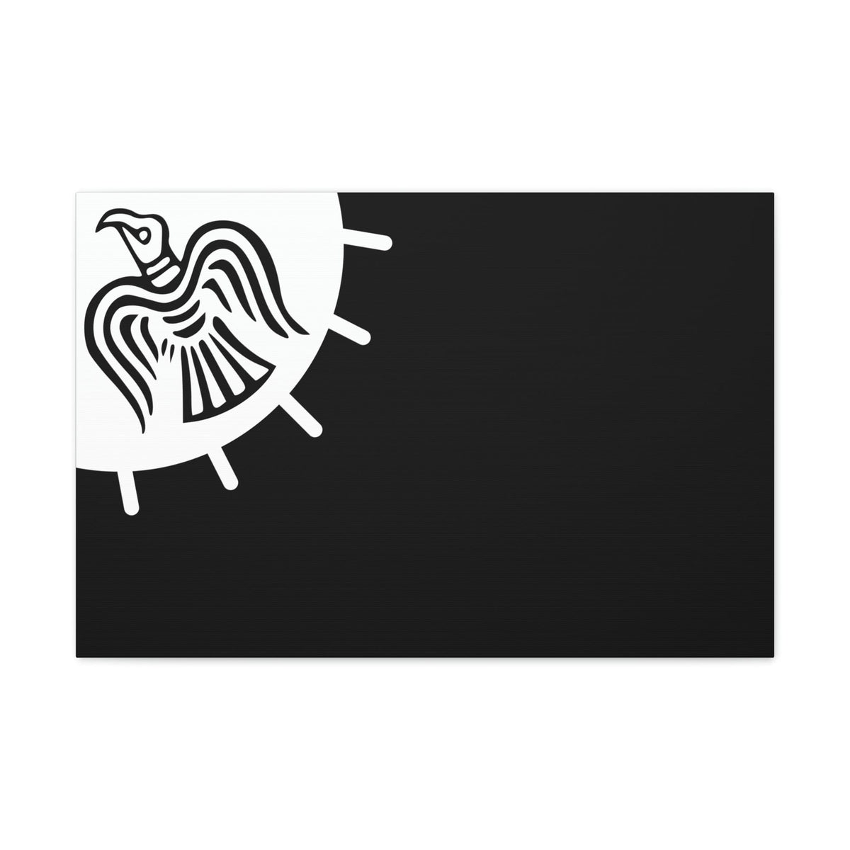 Viking Art on Canvas - Odin&#39;s Raven on White background on Black Banner