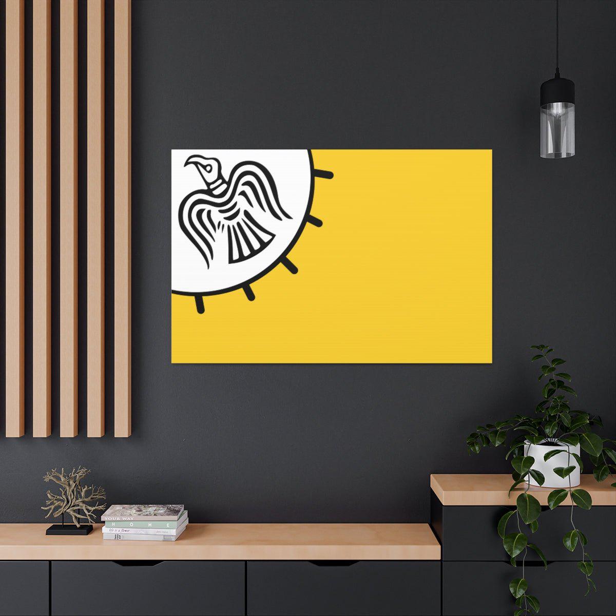 Viking Art on Canvas - Odin&#39;s Raven on White background on Yellow Banner