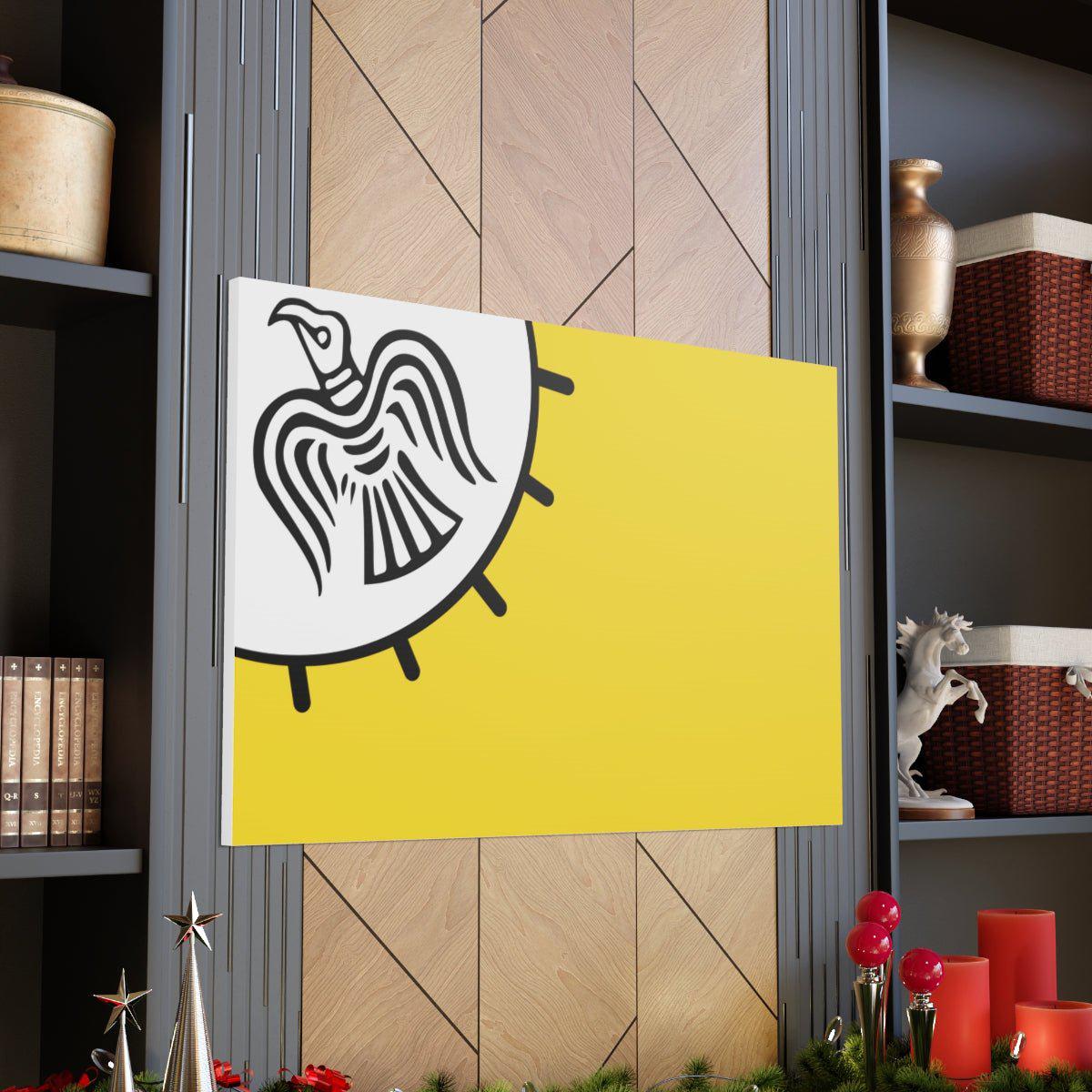 Viking Art on Canvas - Odin&#39;s Raven on White background on Yellow Banner
