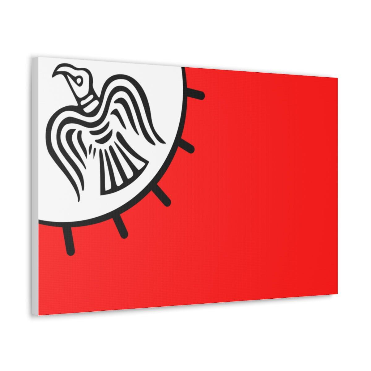 Viking Art on Canvas - Odin&#39;s Raven on White background on Red Banner