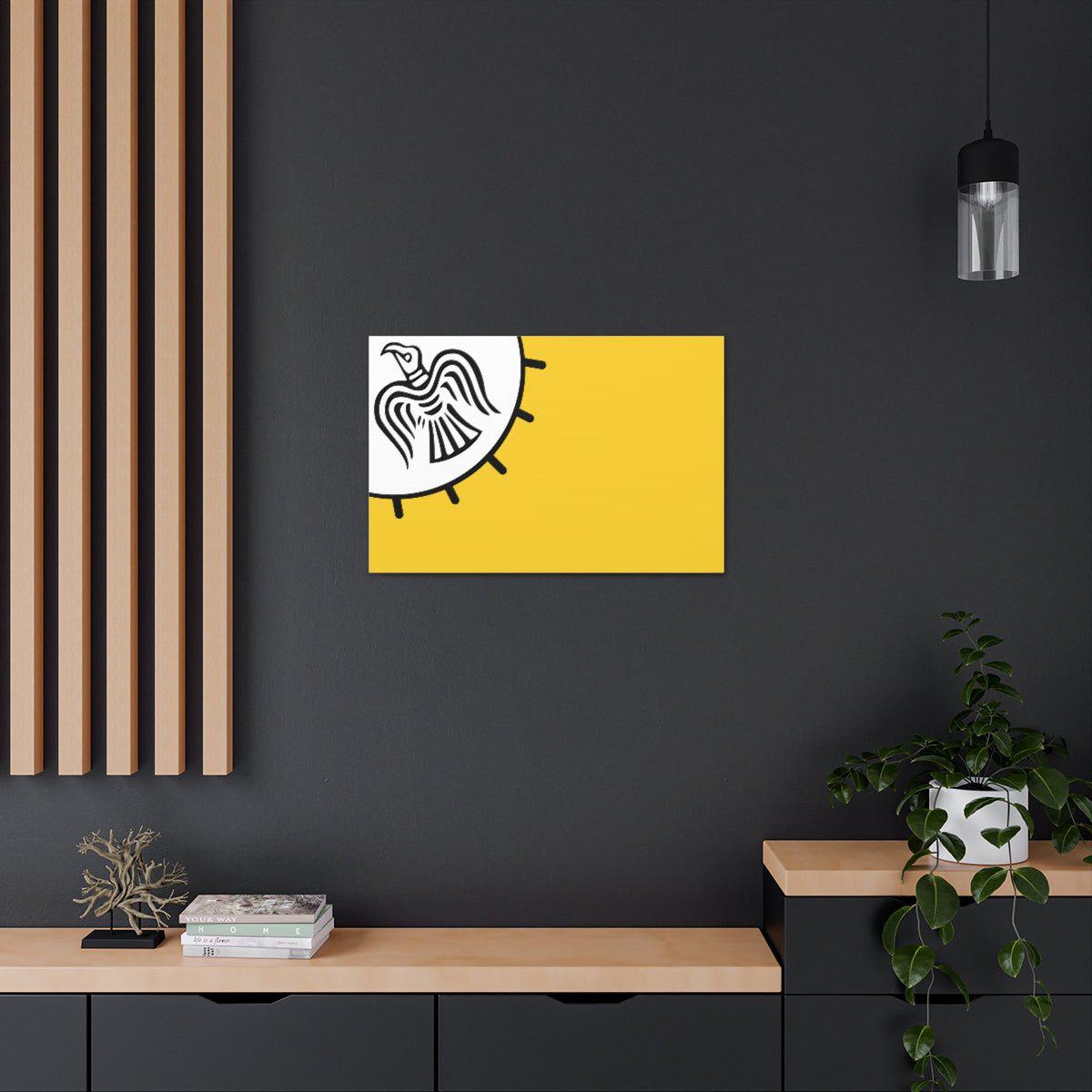 Viking Art on Canvas - Odin&#39;s Raven on White background on Yellow Banner