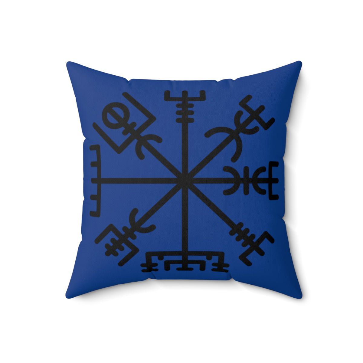 Blue Viking Vegvisir Rune Symbol Cushion