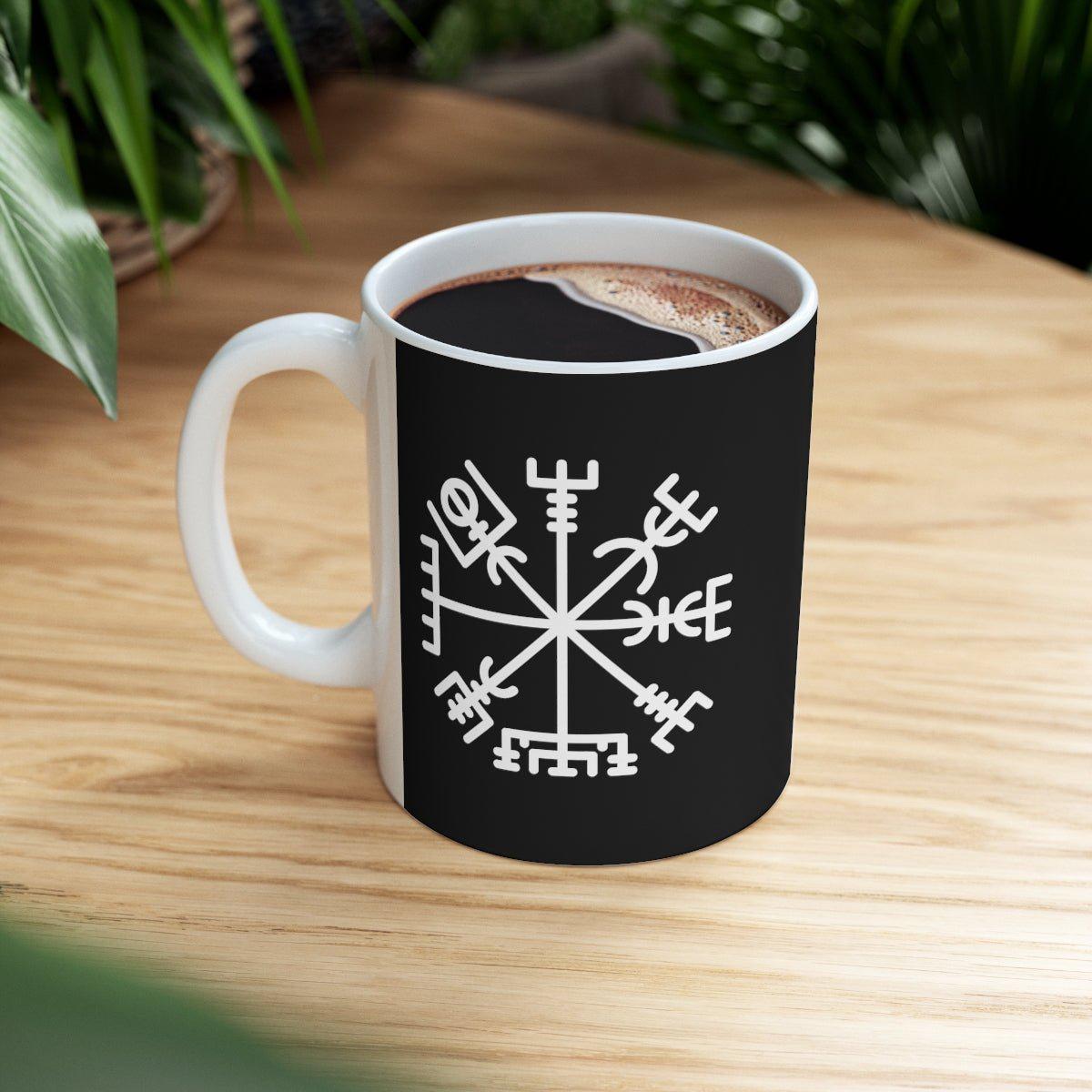 Black Viking Vegvisir Rune Coffee Mug