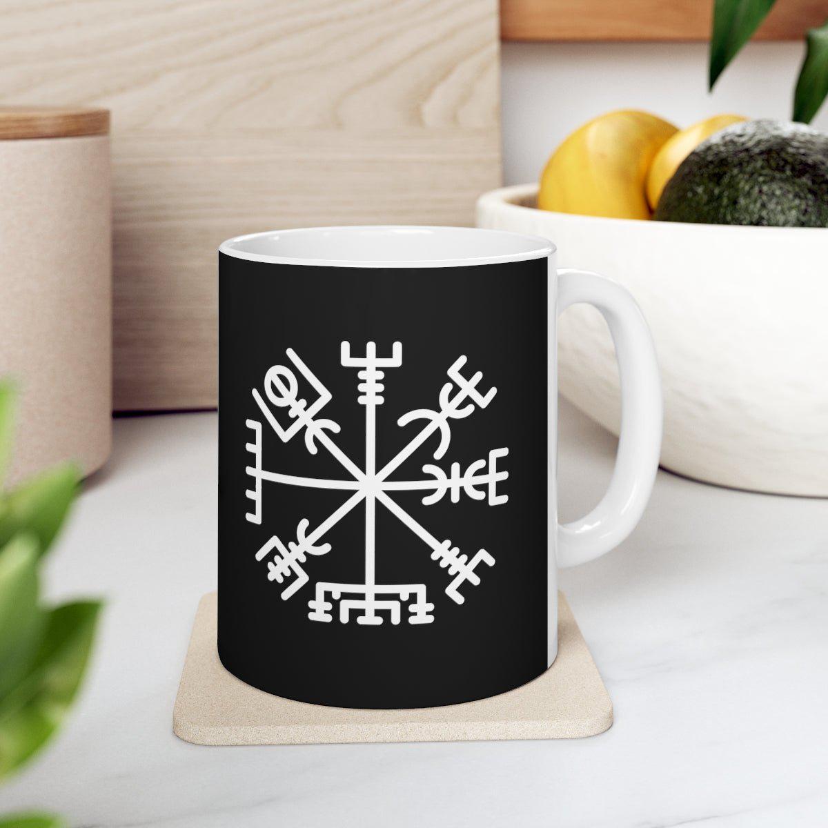 Black Viking Vegvisir Rune Coffee Mug