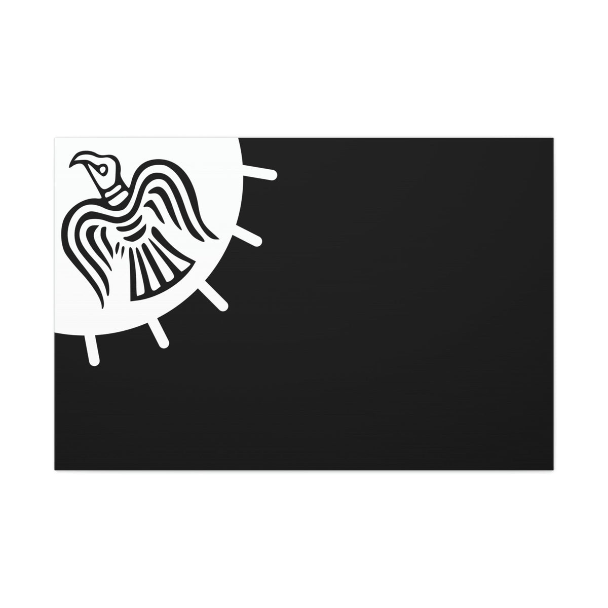 Viking Art on Canvas - Odin&#39;s Raven on White background on Black Banner
