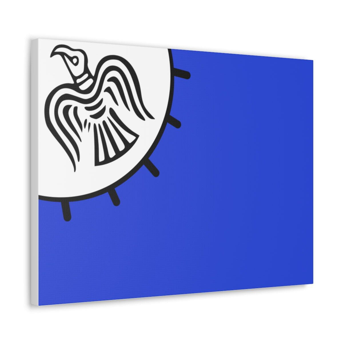 Viking Art on Canvas - Odin&#39;s Raven on White background on Blue Banner