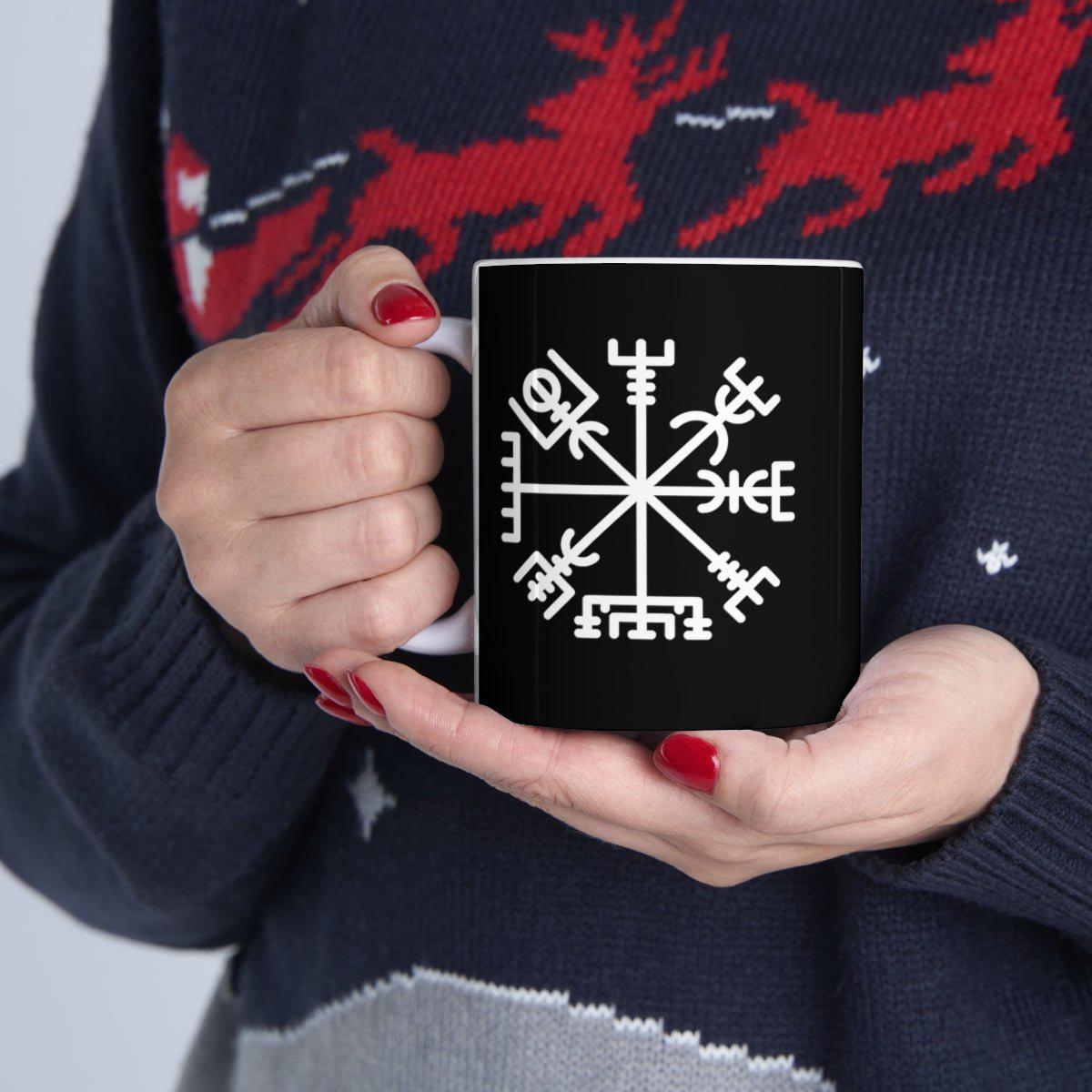 Black Viking Vegvisir Rune Coffee Mug