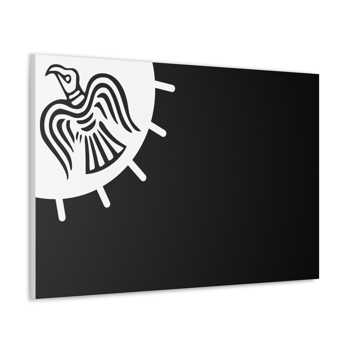 Viking Art on Canvas - Odin&#39;s Raven on White background on Black Banner