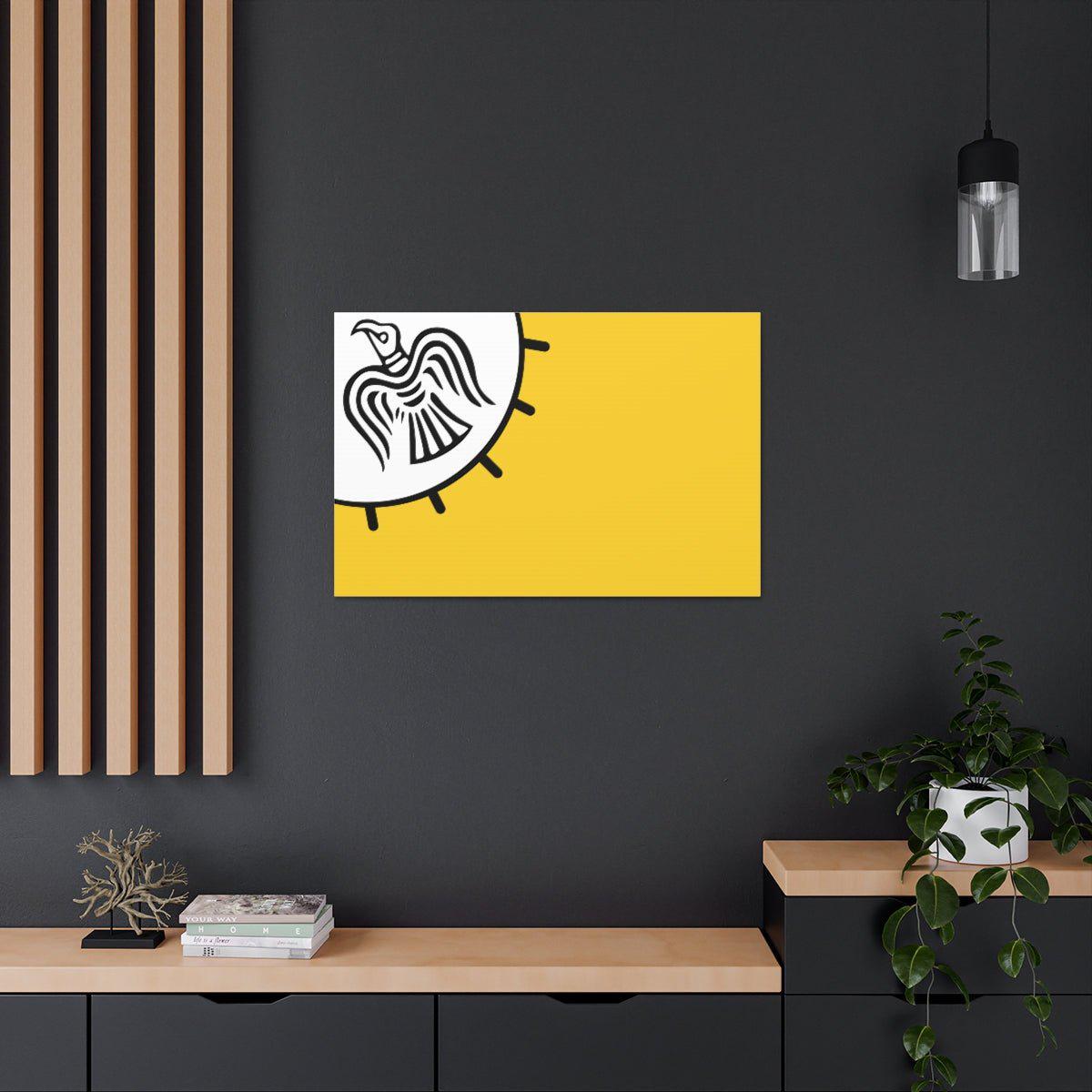 Viking Art on Canvas - Odin&#39;s Raven on White background on Yellow Banner