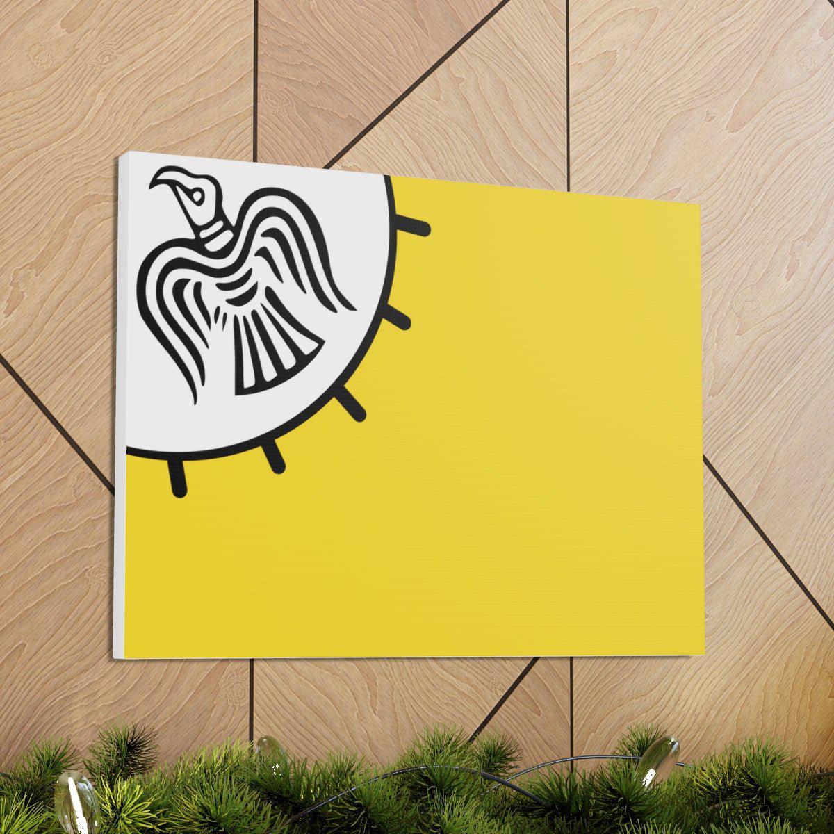 Viking Art on Canvas - Odin&#39;s Raven on White background on Yellow Banner