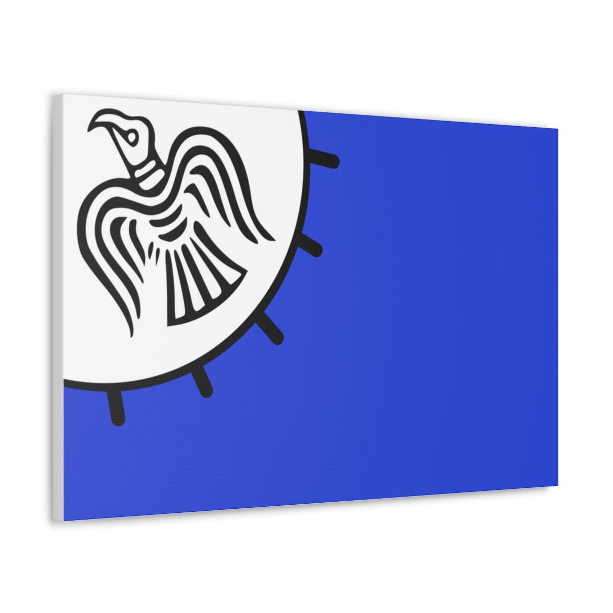Viking Art on Canvas - Odin&#39;s Raven on White background on Blue Banner