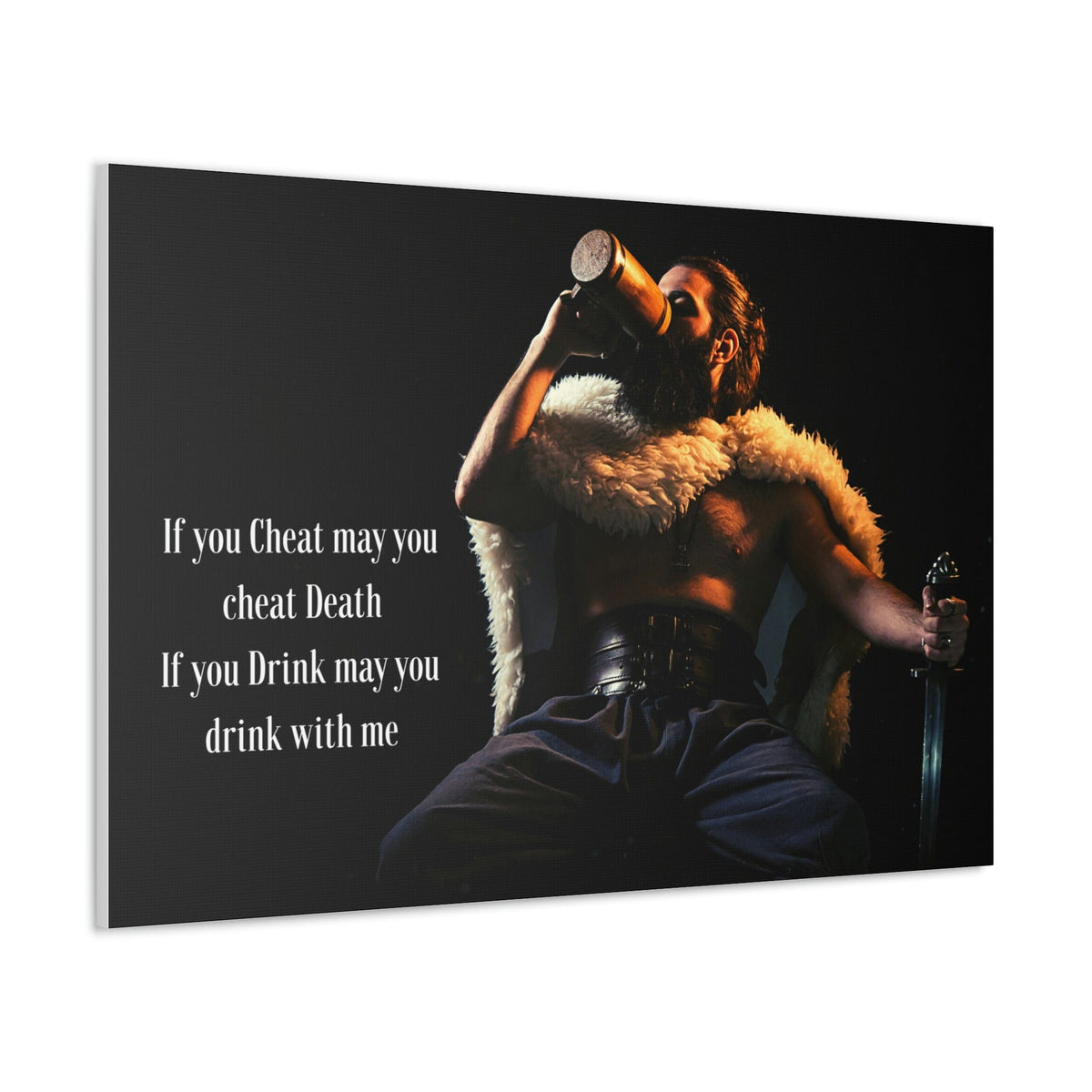 Viking Art on Canvas - &quot;You may drink with me&quot;