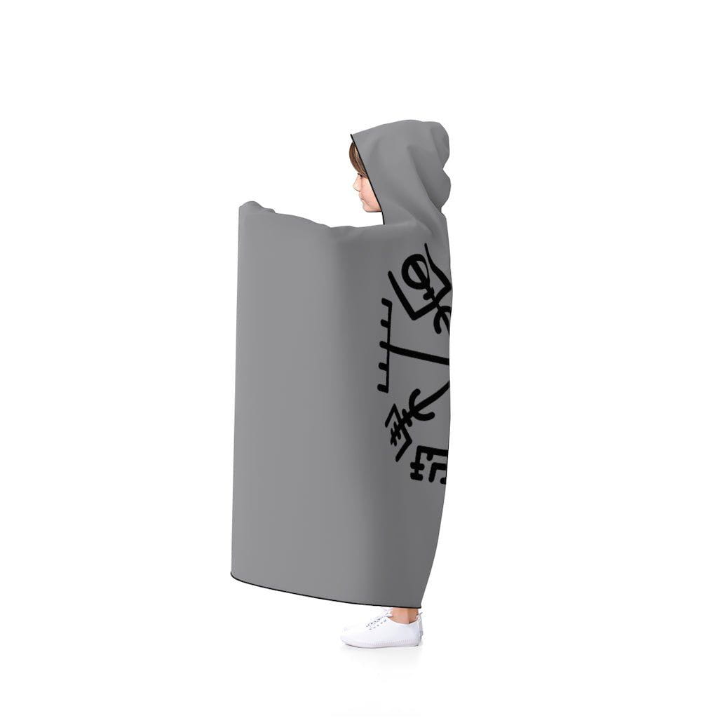 Gray Viking Vegvisir Rune Symbol Hooded Blanket