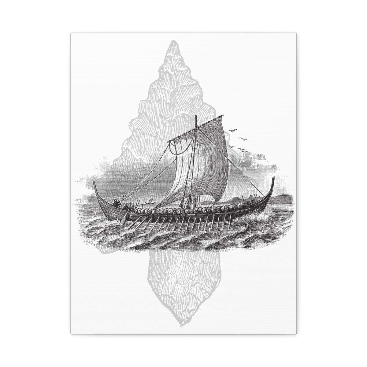 Viking Drakkar Minimalist Scandinavian Canvas - Ready to Hang - Viking Wall Art