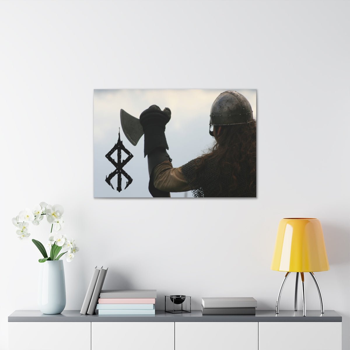 Viking Art on Canvas - Viking with &quot;Strength&quot; Rune