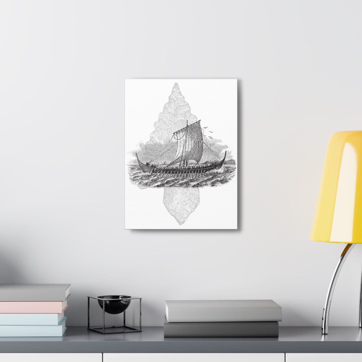 Viking Drakkar Minimalist Scandinavian Canvas - Ready to Hang - Viking Wall Art