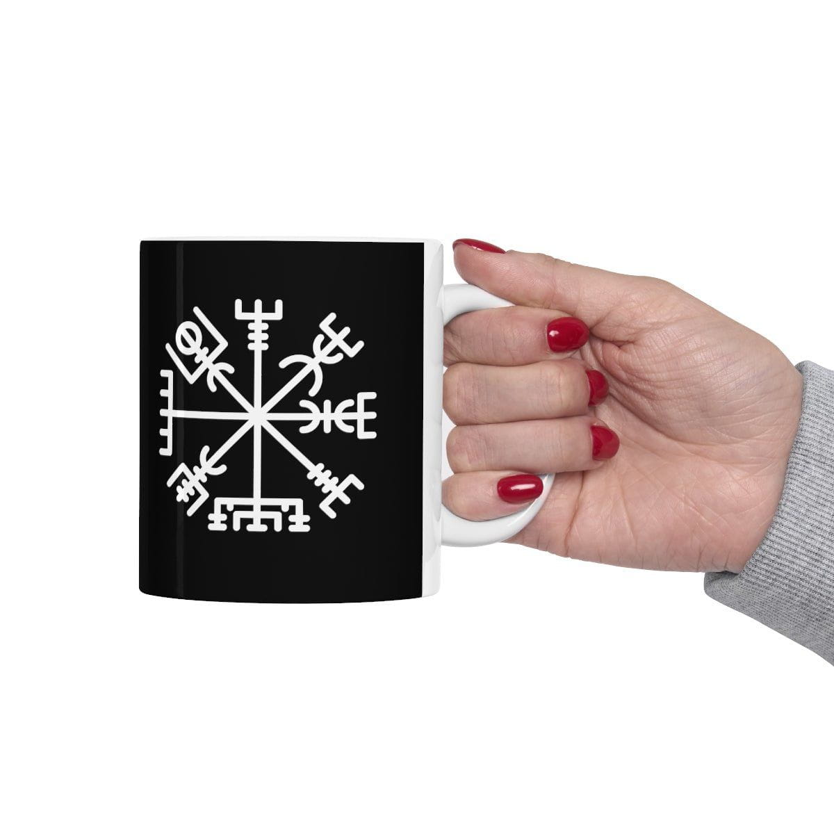 Black Viking Vegvisir Rune Coffee Mug