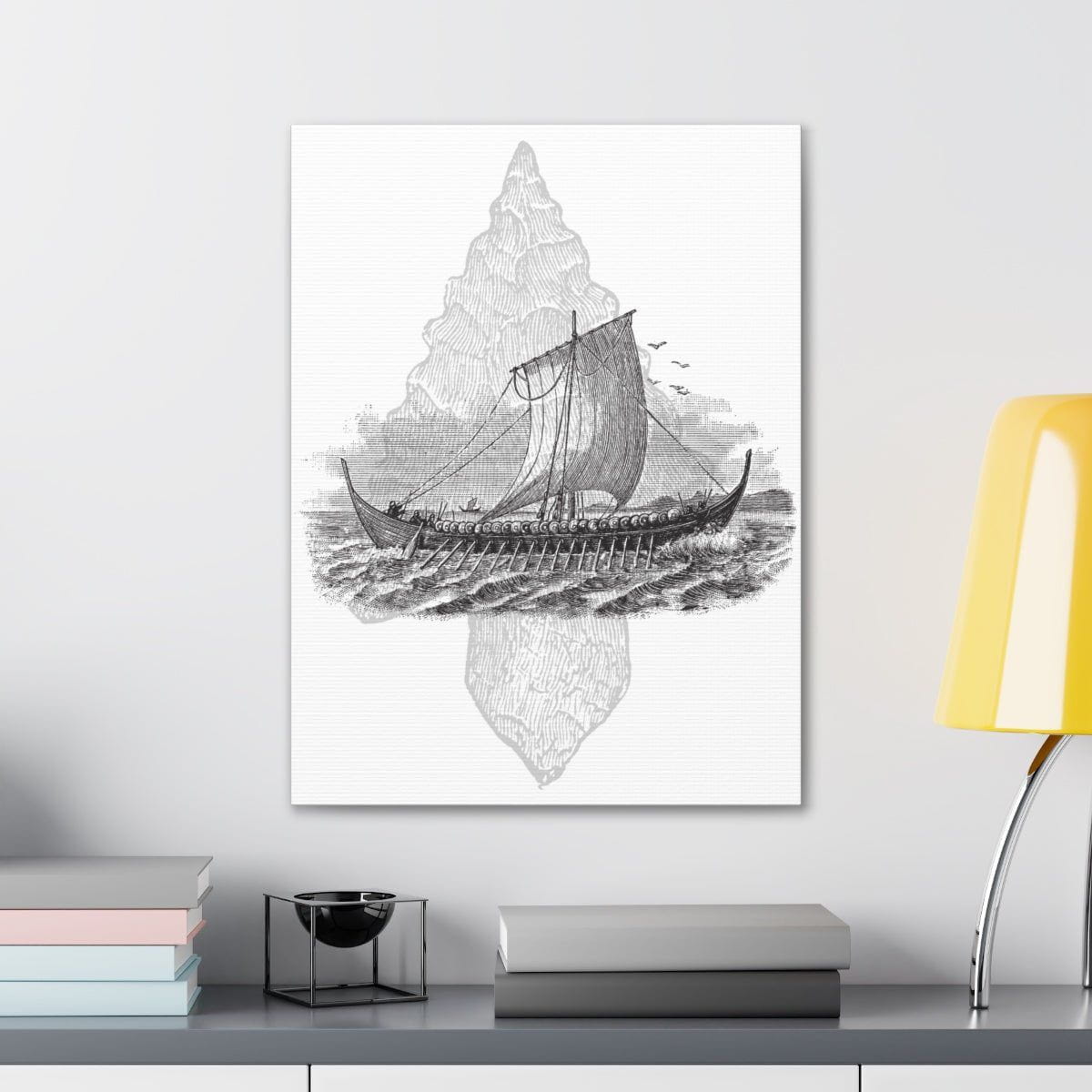 Viking Drakkar Minimalist Scandinavian Canvas - Ready to Hang - Viking Wall Art