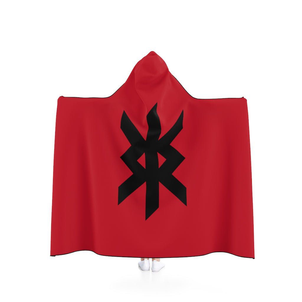 Red Viking Protection Rune Symbol Hooded Blanket