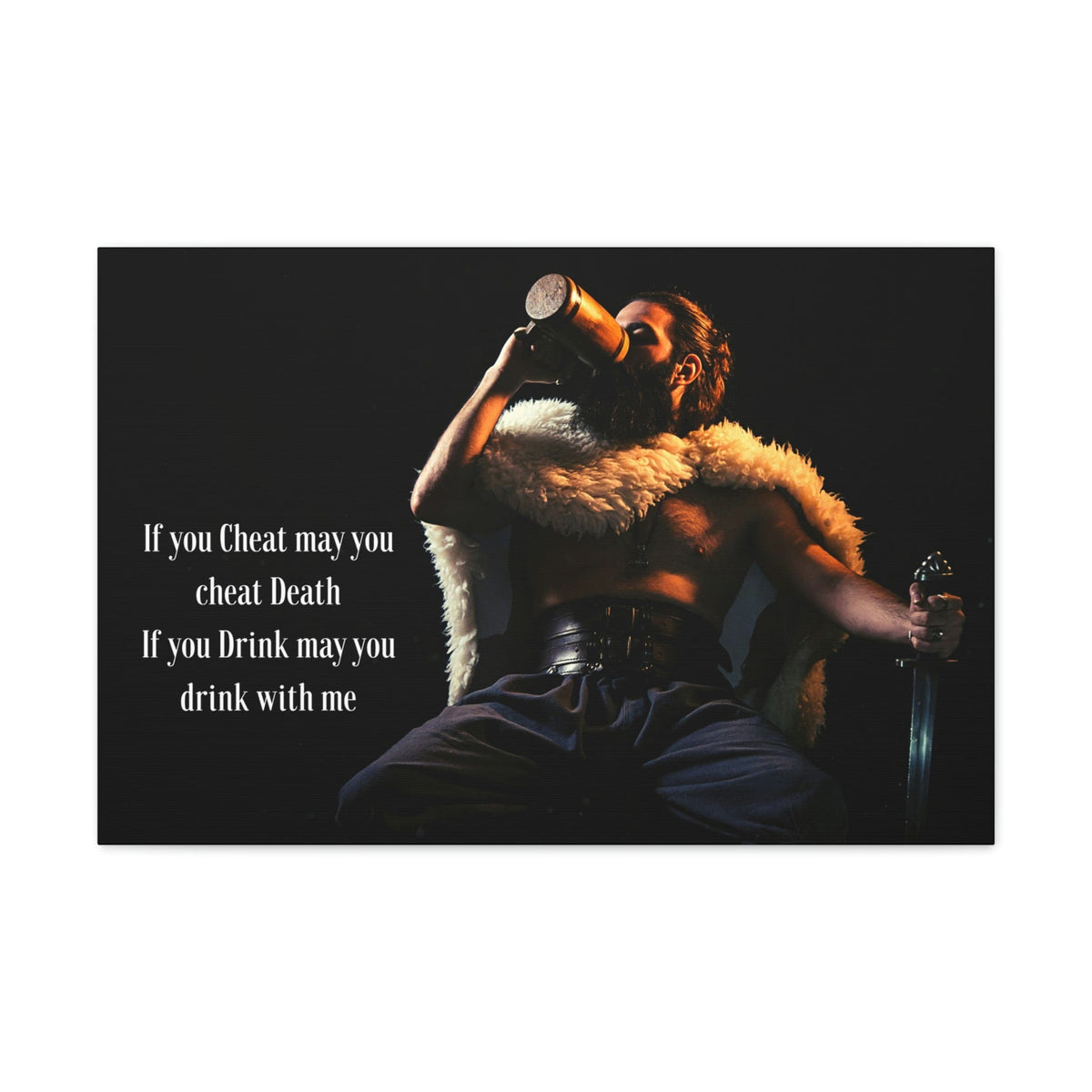 Viking Art on Canvas - &quot;You may drink with me&quot;