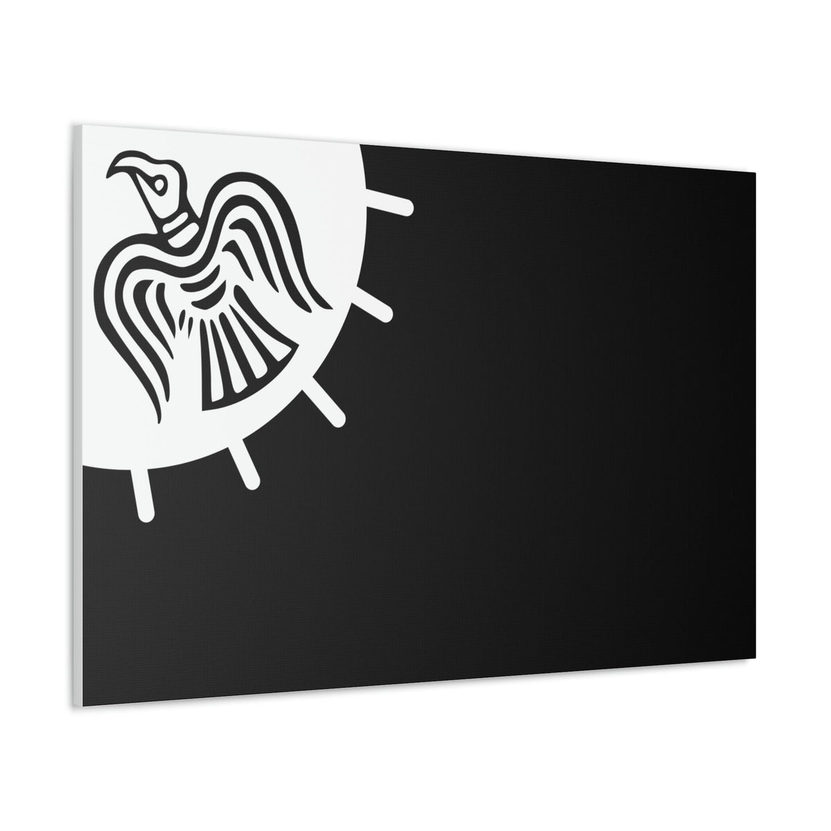 Viking Art on Canvas - Odin&#39;s Raven on White background on Black Banner