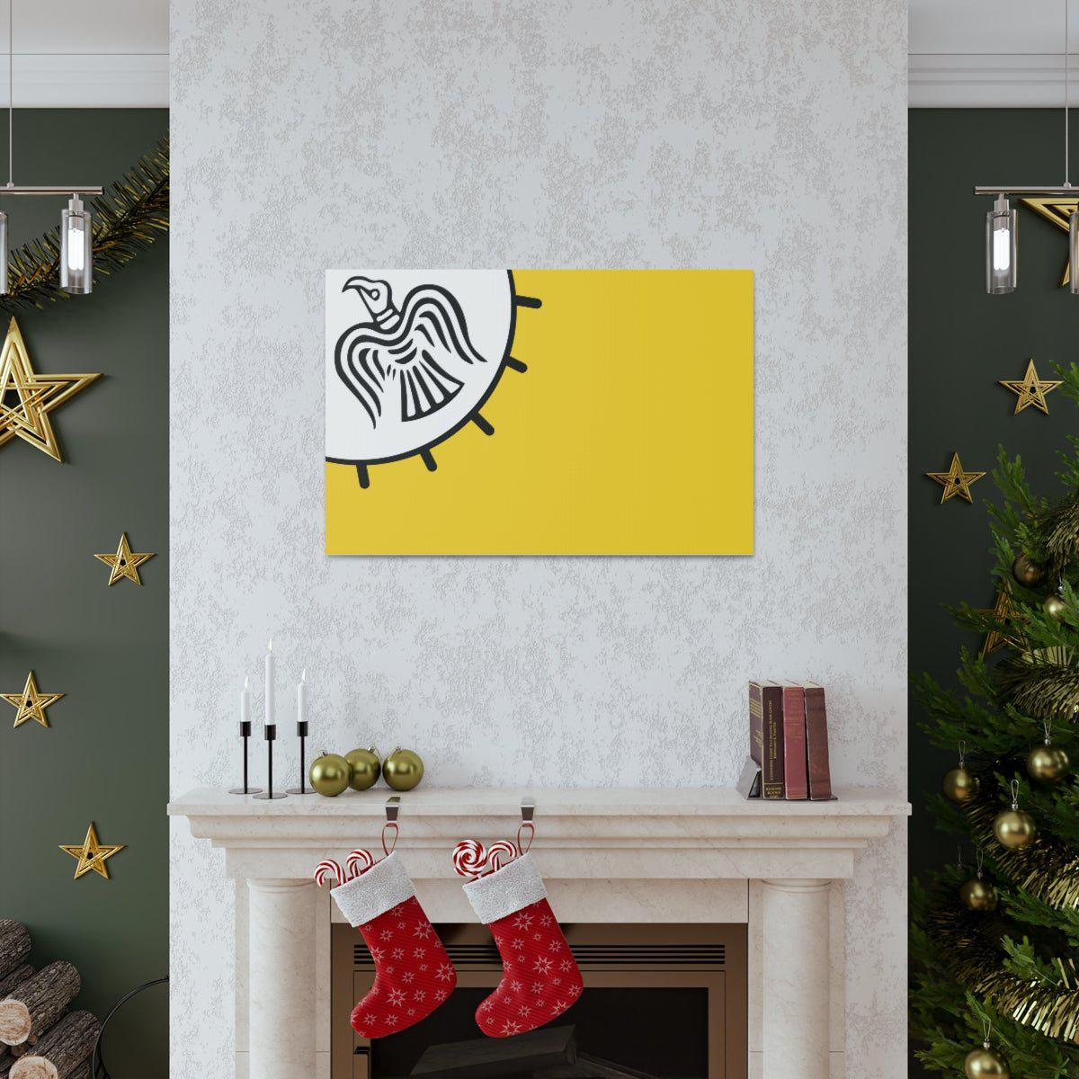 Viking Art on Canvas - Odin&#39;s Raven on White background on Yellow Banner