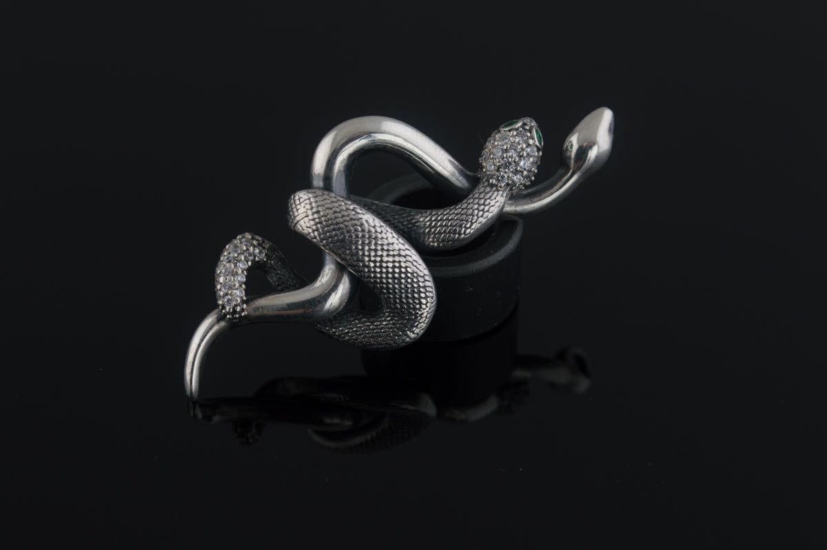 Snake Pendant with Cubic Zirconia Sterling Silver Jewelry