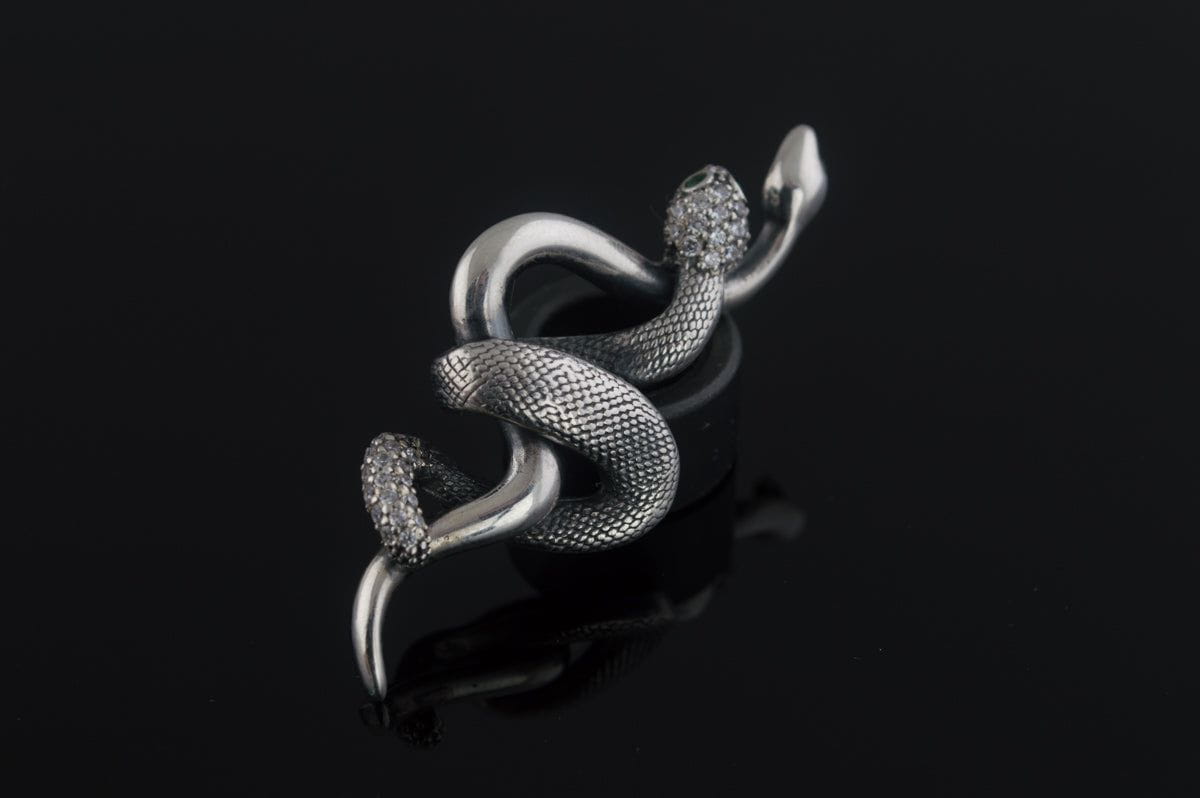 Snake Pendant with Cubic Zirconia Sterling Silver Jewelry