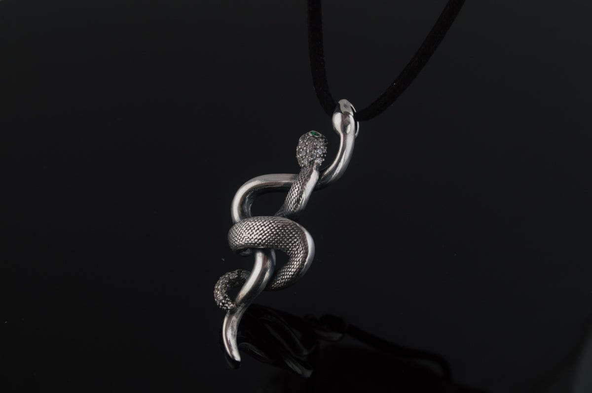 Snake Pendant with Cubic Zirconia Sterling Silver Jewelry