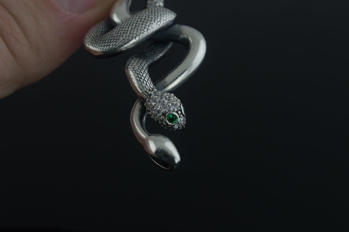 Snake Pendant with Cubic Zirconia Sterling Silver Jewelry