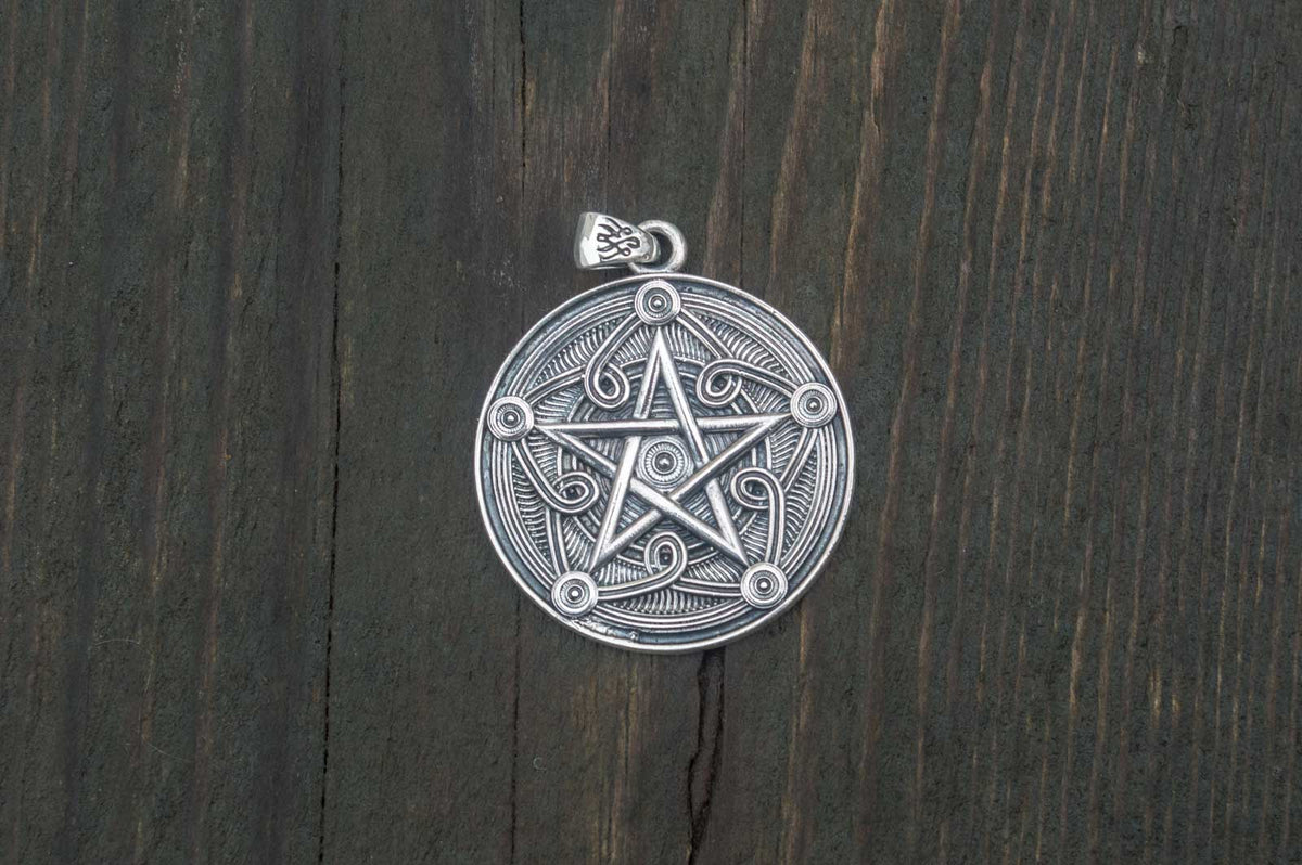Pentagram Symbol Pendant Sterling Silver Handmade Wicca Jewelry