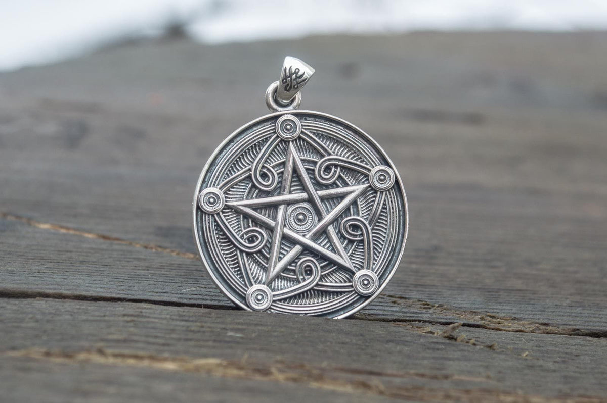 Pentagram Symbol Pendant Sterling Silver Handmade Wicca Jewelry